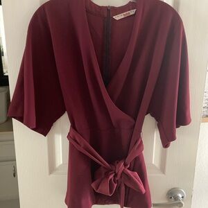 Trina Turk Burgundy Wrap Blouse